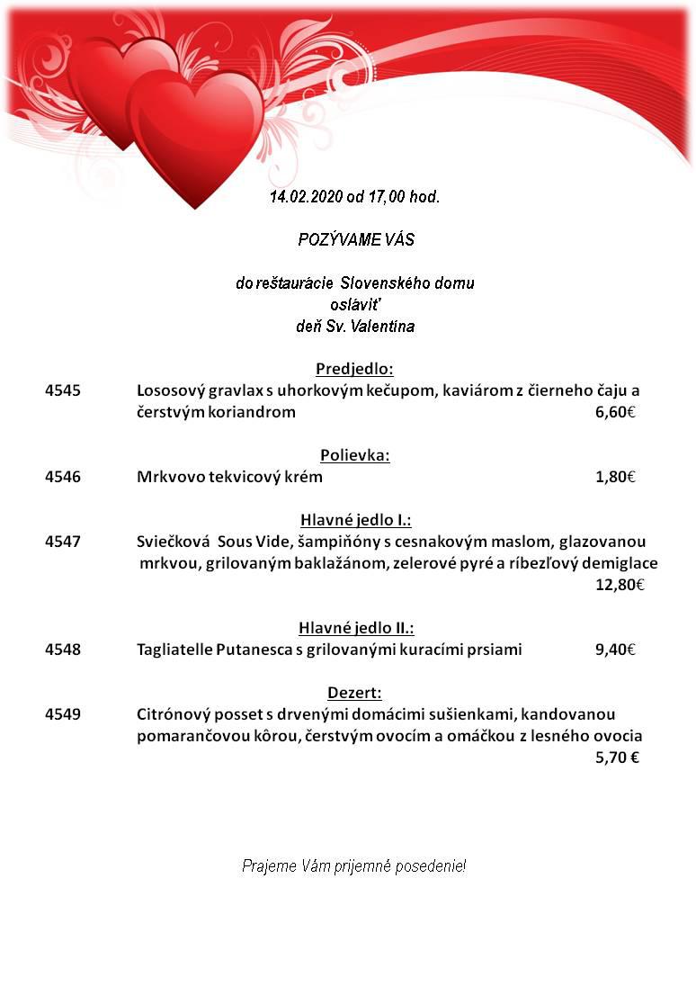 Valentínske menu: Valentin 2020